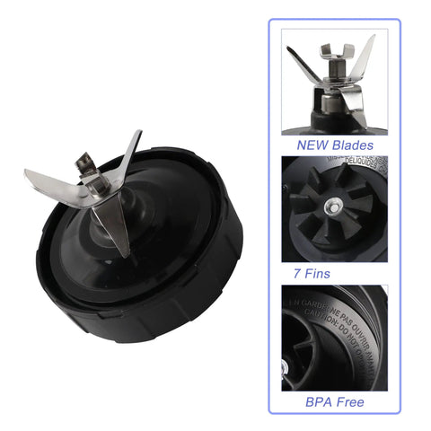 Image of Single Pack 7 Fin Blender Extractor Blade Assembly Replacement For Auto iQ Blenders Fits 4 Inch Cup Models Like BL480 BL482 BL642 BL682 NN102 Durable Stainless Steel