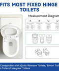 Measurement diagram illustrating fit for Rock Solid Bathroom Safety Grab Bar With Heavy Duty Foldable Toilet Assist Rail That Handles 480 Pounds.