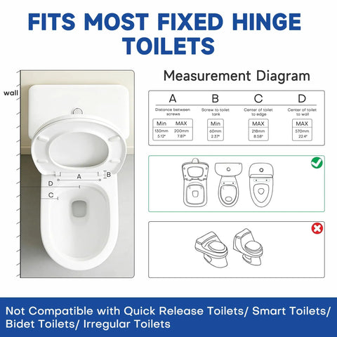 Measurement diagram illustrating fit for Rock Solid Bathroom Safety Grab Bar With Heavy Duty Foldable Toilet Assist Rail That Handles 480 Pounds.