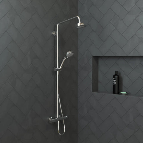 Croma C 100 3-Jet Hand Shower Chrome With Three Spray Modes Soaking Full Spray And Power Spray Up To 2.5 GPM For A Legit Spa Worthy Shower Experience Today, installed in modern bathroom setting