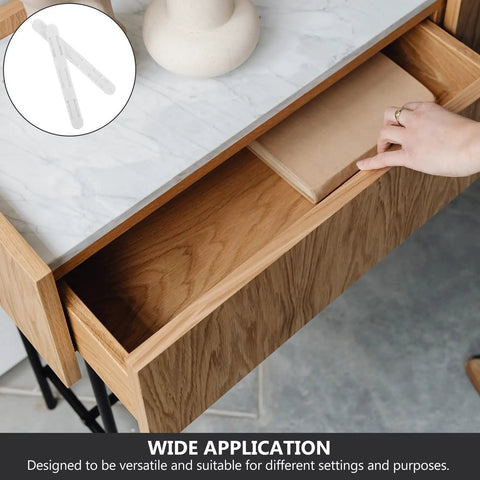 Two Pack Silent Drawer Slides For Kitchen And Bathroom Cabinets with wood drawer being opened by hand.