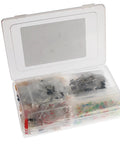Top Shelf 1490 Piece Electronic Component Assortment Box Packed With Colorful Leds Transistors Resistors And Capacitors in clear organizer.