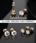 Medical Grade F136 Titanium Stud Earrings Featuring Six Prong Cubic Zirconia Drops With Secure Screw Style Flat Backs For Sensitive Skin Next Level Fresh Drip Daily displayed on a reflective surface.