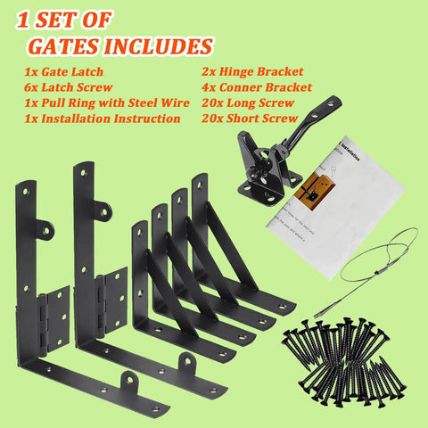 Heavy Duty Fence Gate Kit With Latch And Hinges Anti Sag Gate Frame Hardware For Wooden Fences Driveway Gates Shed Doors And Corral Gates Includes Corner Brace Brackets And Durable Zinc Coated Steel