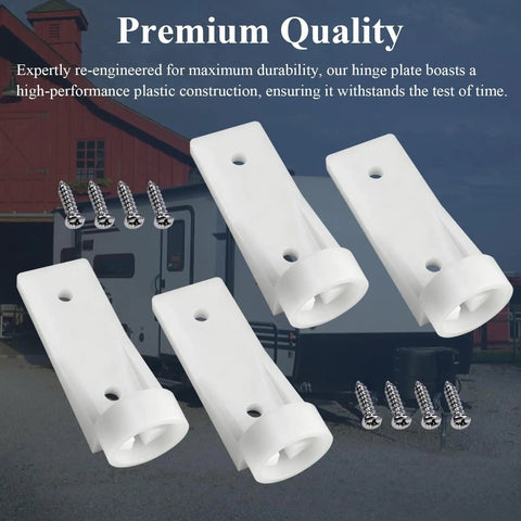 Freezer Door Hinge Plate Replacement Set For Dometic 2002244008 And Instamatic 330019 Fits Dometic Electrolux And Other RV Camper Trailers 2-Way And 3-Way Refrigerators 4 Pieces Non OEM Replacement Parts