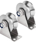 Stainless Steel V Groove Pulley Wheel 2 Pack Tough As Nails Cable Roller 1.89 Inch mounted on sturdy brackets.