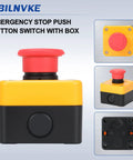 Red Mushroom Head Emergency Stop Push Button Switch IP65 Waterproof 1Nc 1No Contacts 660V 10A Rating with mounting box.