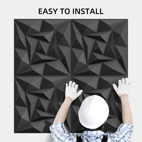 Dope 3D Black PVC Wall Panels for Modern Interiors Decorative Textured Wall Tiles installation demonstration