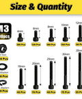 M3 Hex Socket Cap Screw Assortment Kit Black Nuts Flat Lock Washers And Hex Key Spanner For 3D Printing sizes and quantity chart