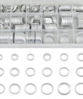 540 Piece Aluminum Crush Washer Set For Automotive Oil Drain Plugs, 10 Metric Sizes M6 To M24, Durable Silver Assortment Perfect For DIYers, Motorcycles, And Equipment Maintenance in storage box