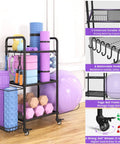 Legit Home Gym Storage Rack And Multi Layer Mesh Equipment Organizer For Yoga Mats Dumbbells Kettlebells Foam Rollers And Resistance Bands Keeps Your Epic Fitness Gear Tidy And Readily Available, featuring colorful workout gear and durable shelves.