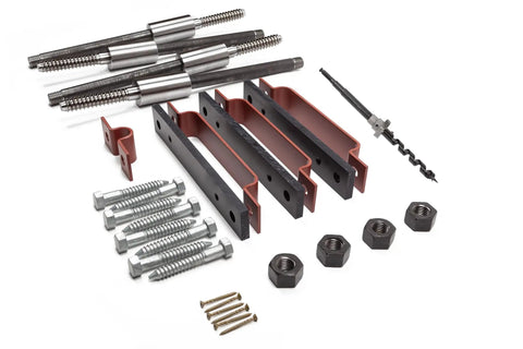 Backyard Treehouse Gear Kit With Four Tree Attachment Bolts And Three Dynamic Uplift Arrestors Plus One Static Arrestor Four Hex Nuts And Easy Install Kit For A Safe Sturdy Four Tree Platform