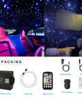 Twinkle And Sound Activated Fiber Optic Star Ceiling Kit For Cars And Indoor Spaces, 150 strands, 16W RGBW light engine with remote