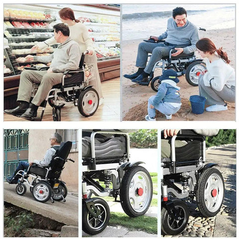 Plug And Play 10 Inch Solid Rubber Tires For Electric Wheelchairs With Aluminum Hubs And Grippy Tread That Rolls Smooth For Heavy Duty Mobility Scooters And Hospital Stretcher Two Pack Gray seen on various terrains and uses.