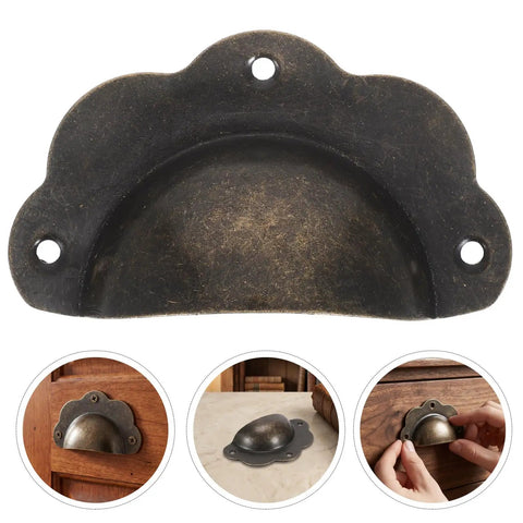 Super Sturdy Vintage Bronze Shell Cup Pulls For Cabinets And Drawers Dead Simple Install Iron Hardware Set Brings Old School Charm To Your Home Refresh. Close-up view of bronze shell cup pull hardware with intricate detailing.