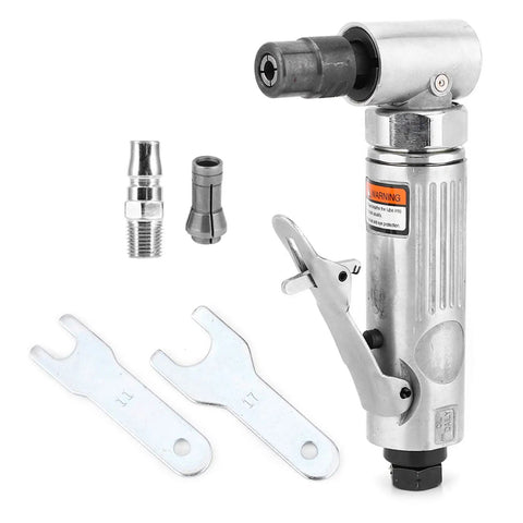 Heavy Duty 25000rpm Pneumatic Angle Die Grinder Kickass Air Powered Polisher with accessories for metal wood rubber finishing.