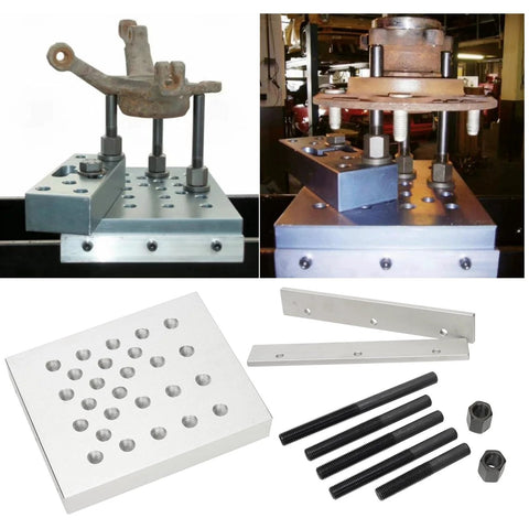 Universal Drill Press Support Block Plate Tool Set Kit for Bearing and Bushing Repair Removal and Installation 30 Ton Capacity shown