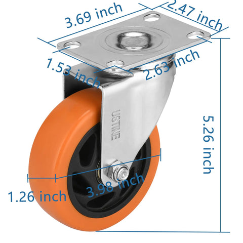 Glow Up Your Garage With These Smooth Rolling Four Inch Caster Wheels Set Of Four featuring a polyurethane roller and swivel plate.