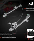 Beefy Front Driver Side Power Window Regulator With 2 Pin Motor For Chrysler Pacifica 2004 2005 2006 SUV OEM Replacement Direct Fit Front Left Window Regulator Assembly, silver steel cable