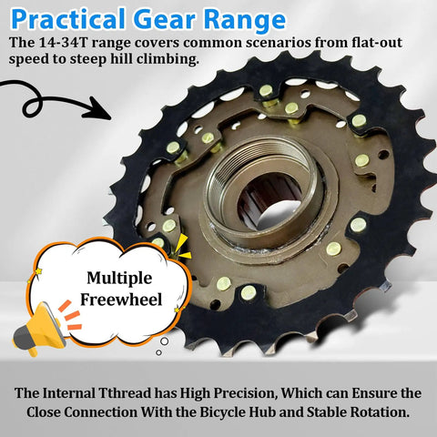 7 Speed Bicycle Freewheel TZ500 Screw On 14-28T with durable steel cogs for urban commuter and city bike, close-up view