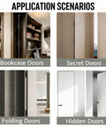 Six Inch 3D Adjustable Concealed Door Hinges Two Pack Boss Grade Heavy Duty Invisible Cabinet Hardware in bookcase and secret door setups.