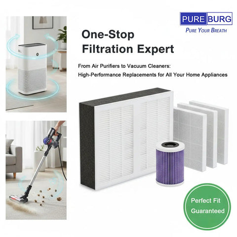Replacement Filter Set For Whirlpool WPT80 Whispure Large Tower Air Purifier Featuring H13 True HEPA Filters And Activated Carbon Prefilters Pack Of 2 with vacuum and air purifier.