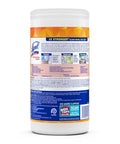 Back label of Lysol disinfecting wipes showing product details and usage instructions.