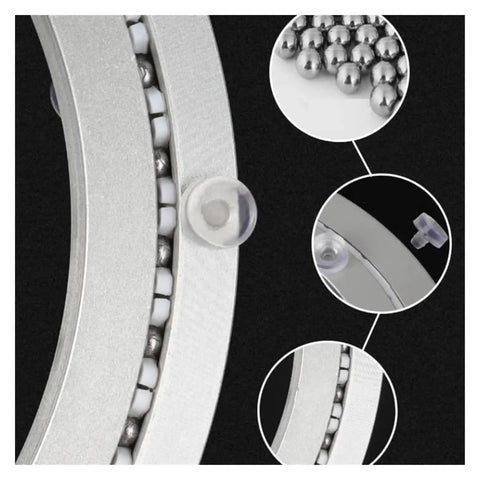 Close-up of 36 Inch Heavy Duty Lazy Susan Hardware Featuring Premium Aluminum Swivel Turntable Bearing with smooth ball rotation.