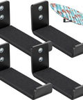 Heavy Duty Steel Surfboard Wall Mount Rack For Vertical Display showing four piece holder system in black with felt cushioning.
