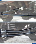 One Pair 1 1/4 Inch Heims Rod Ends With Right And Left Hand Thread Heat Treated Chromoly Alloy Showing mounted joints on vehicle.