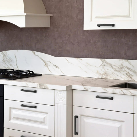 Insanely Sleek Matte Black Cabinet Pulls For Kitchen Drawers And Pantry Doors Dead Solid Metal Build With Zero Hassle Mounting And Grippy Finger Hold Twenty Piece Pack Spanning Five Inch Hole Centers on modern white cabinet.