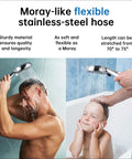Filtered Shower Head With Handheld Combo Plus Three Way Diverter For An Easy Switch Shower Eight Settings, chrome finish in use