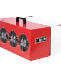 Shop Grade Workhorse Portable Tabletop Dust Collector With Knockout 725 CFM Suction And Variable Speed Motor Including HEPA Filter, red housing with three fans