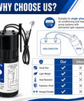 Heavy Duty Hard Start Capacitor Kit 2 Pack For Air Compressors 115V To 288V Universal Hvac Turbo Kickstart Voltage Surge Protector image showing SPP6 run capacitor with wiring details.