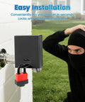 Image of a Water Spigot Lock with Adjustable Design Tough Universal Fit for All Standard Hose Bibs No Tools Required Easy Install.