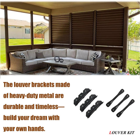 Deck Sunblind System Brackets For Louvers And Shutters, Heavy Duty Steel Louver Hardware Kit With Powder Coated Finish, Pergola Brackets Built To Hold Up To 11 Boards, 48 Inches Span, Weather Resistant And Built To Last