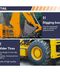 Digging bucket and tire details of 4WD Backhoe Loader With 2.4m Digging Depth, Tractor Loader Digger, Multi Attachments