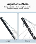 Adjustable chain on Two Person Heavy Duty Hammock With Stand And Padded Cotton for varying heights, in Dark Cyan