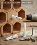 Heavy Duty Nylon Wall Plug And Screw Kit for drywall with expanding anchors in hollow brick, screws shown on wooden surface.