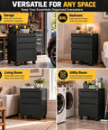 Rock Solid Heavy Duty Metal Rolling Tool Cabinet With Lockable Drawers And Non Slip Rolling Wheels in various home settings.