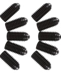 Lock It Down Tight With These 10 Pack Heavy Duty Carbon Steel Hex Ball Plunger Grub Screws in black, arranged neatly.