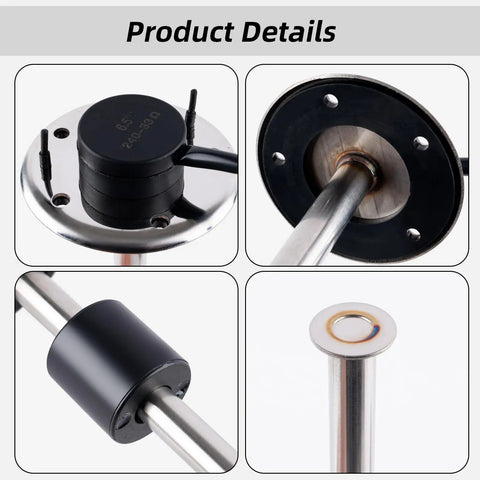 7 Inch 180mm Electric Fuel Water Tank Level Sensor Sending Unit 240-33 Ohm showing top, flange, and magnetic reed switch details.