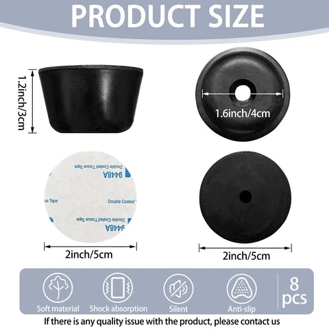 Gotta Have 2 Inch Silicone Isolation Feet For Speakers Turntables And Subwoofers With Sticky Backing, showing dimension details and adhesive base.