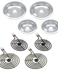 Chrome Drip Pans And Burner Element Replacement Kit For Frigidaire Kenmore Electric Range Includes 2 Small Drip Pans 6 Inch