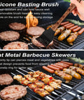 Heavy Duty BBQ Grill Tools Set With Non Slip Stainless Steel Utensils 22 Pieces Spatula Tongs Fork Knife Skewers Corn Holders