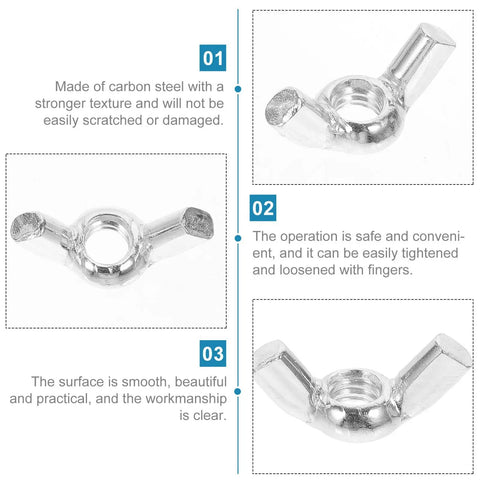 Premium Heavy Duty Steel Wing Nuts For Hurricane Shutters 20 Pack With 18 Tooth Grip, carbon steel wing nut with smooth finish.