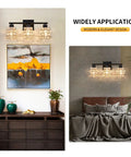 3 Light Crystal Bathroom Vanity Light Fixture Over Mirror Rotatable Matte Black Crystal Indoor Wall Lights in room settings