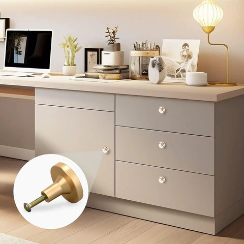 Total Flex For Your Cabinetry With This 4 Pack Of 32mm Golden Metal Drawer Knobs Featuring Asian Ink Red Plum Blossom Designs And Complete Screw Kits For Effortless Installation That Truly Slays on a stylish cabinet.