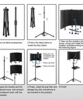 Assembly steps for Pro Grade Studio Microphone Isolation Shield With Pop Filter And High Density Foam For Clear Vocals