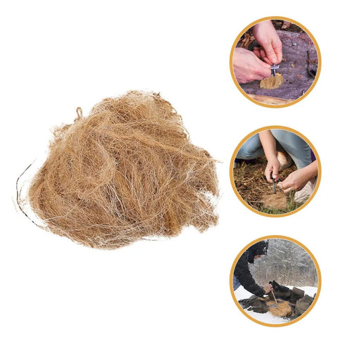 Natural Jute Fire Starter Set For Camping And Outdoors 6 Piece Rapid Ignition Eco Friendly Fire Starters bundle and usage examples